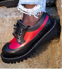 Pantofi Steel 4 Inele Alcapone Negru Roșu