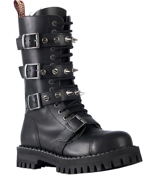 Bocanci Steel 15 Inele Negrii cu 4 Catarame și fermoar pyramid